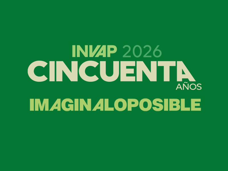 Simbolo Invap IMAGINALOPOSIBLE · INVAP CINCUENTA AÑOS